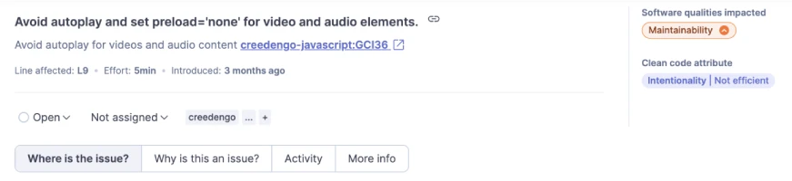 Screenshot of Creedengo inside SonarQube